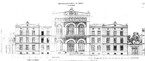 Das "Wohn- und Lehrgebäude" der Kgl. Tierarzneischule in Berlin. (Aus: Hesse 1843, Taf. XDIV, Ausschnitt) 
